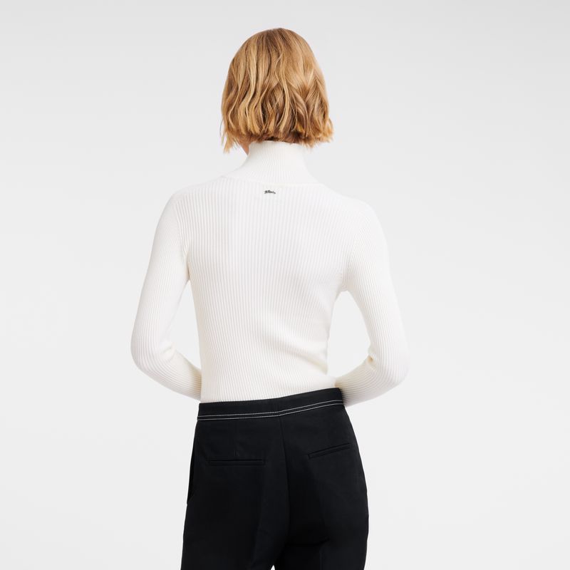Women Longchamp High Collar Fitted Jumper Cream | Thailand-046IZSKTL