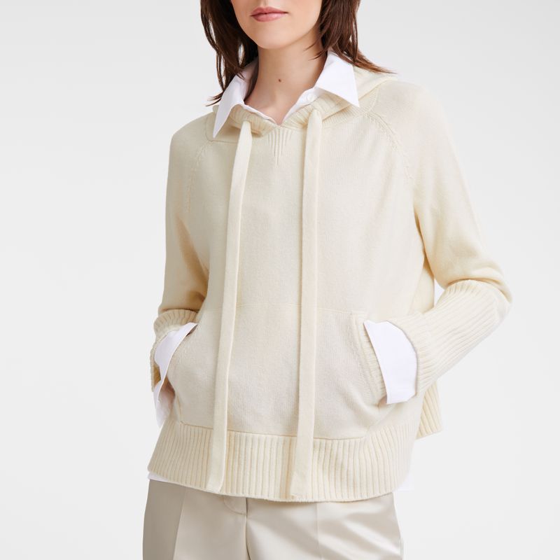 Women Longchamp Hoodie Jumper Cream | Thailand-746GOEXSI