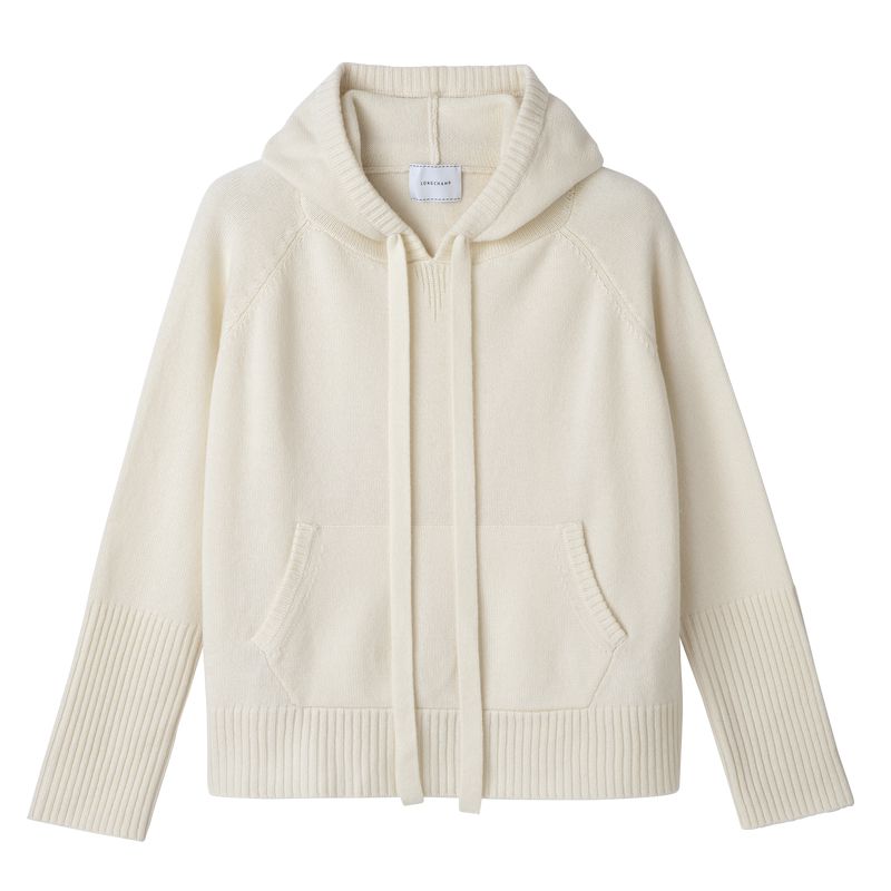 Women Longchamp Hoodie Jumper Cream | Thailand-746GOEXSI