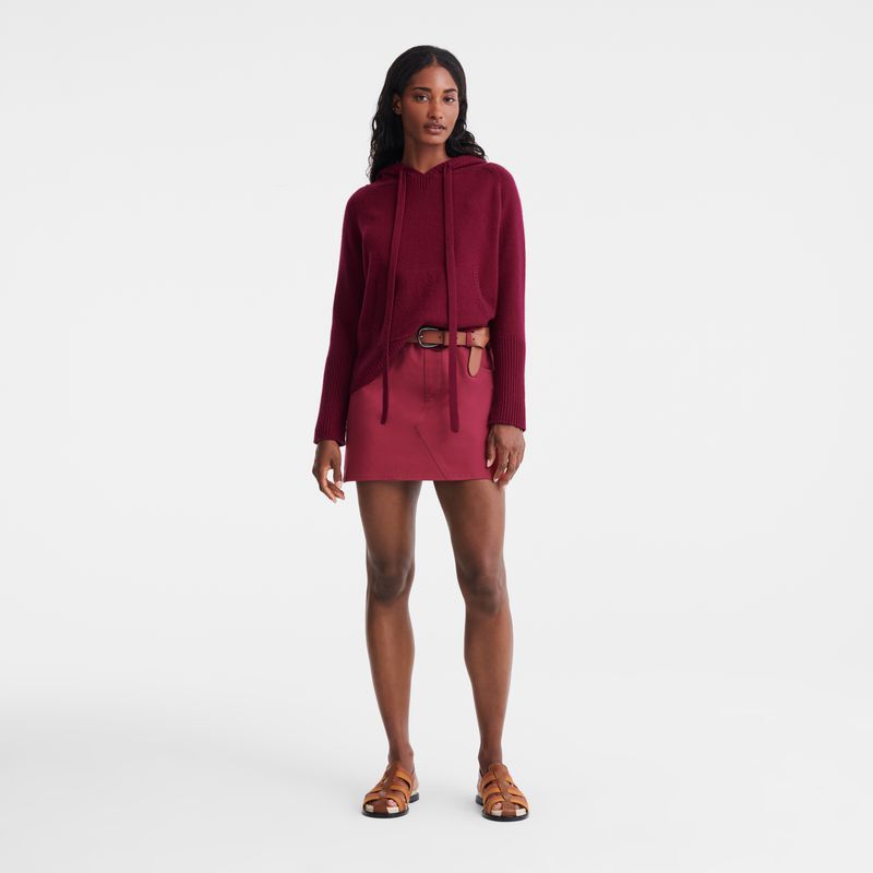 Women Longchamp Hoodie Jumper Dark Red | Thailand-256YSJTIQ