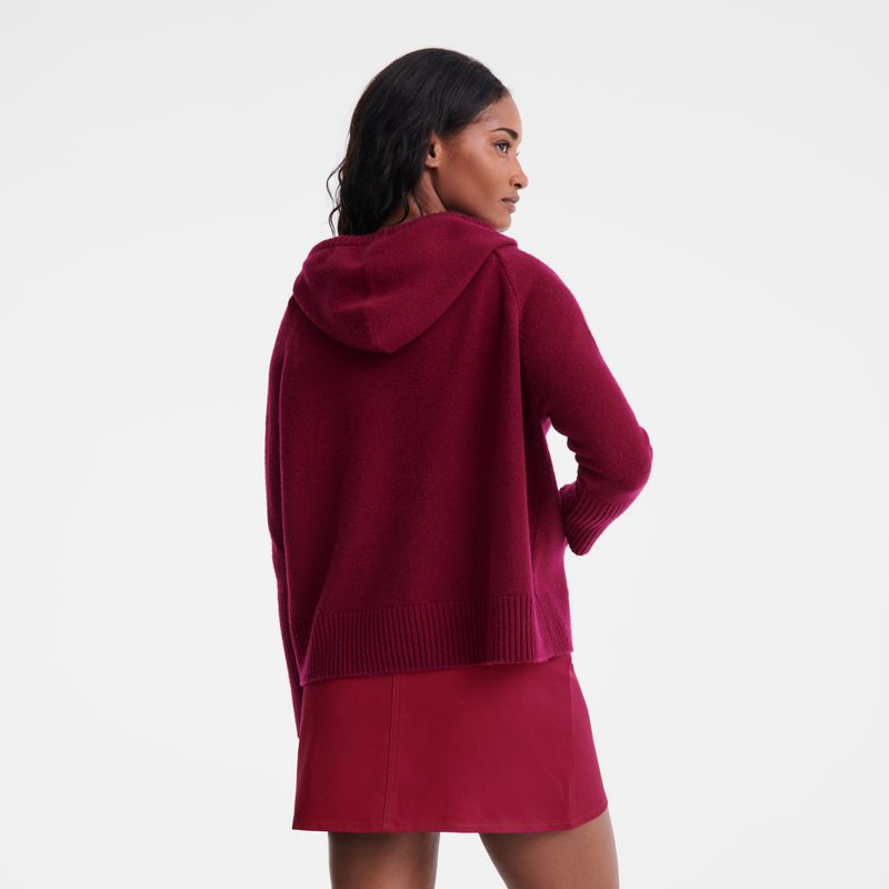 Women Longchamp Hoodie Jumper Dark Red | Thailand-256YSJTIQ