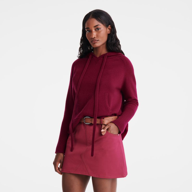 Women Longchamp Hoodie Jumper Dark Red | Thailand-256YSJTIQ