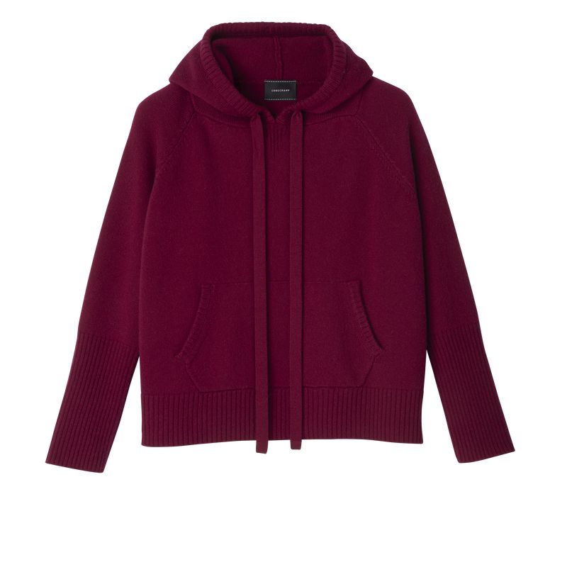 Women Longchamp Hoodie Jumper Dark Red | Thailand-256YSJTIQ