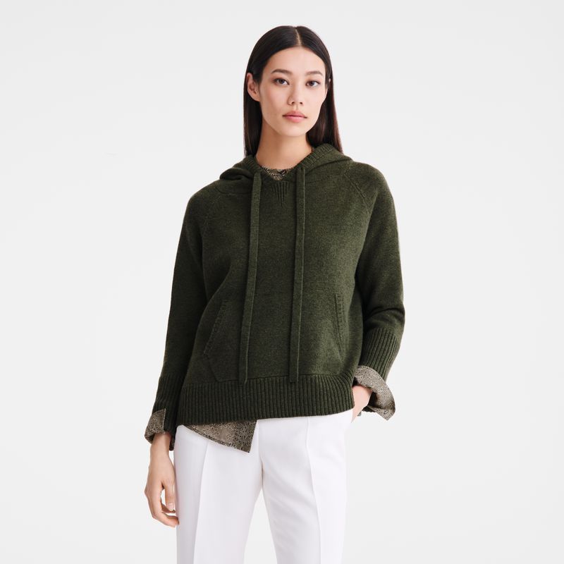 Women Longchamp Hoodie Jumper Khaki | Thailand-026NDHBAV