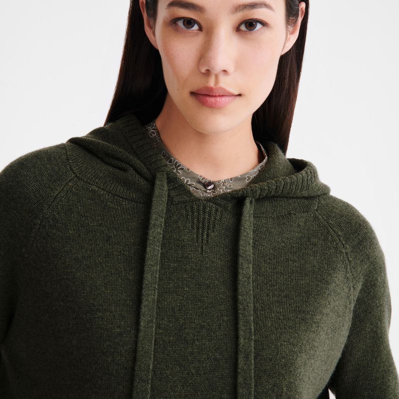 Women Longchamp Hoodie Jumper Khaki | Thailand-026NDHBAV