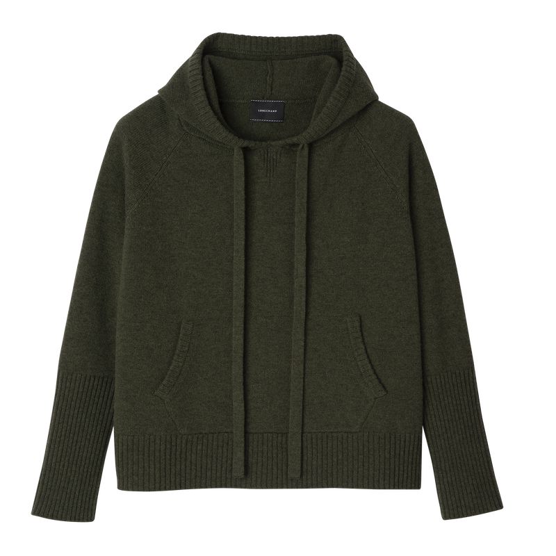 Women Longchamp Hoodie Jumper Khaki | Thailand-026NDHBAV