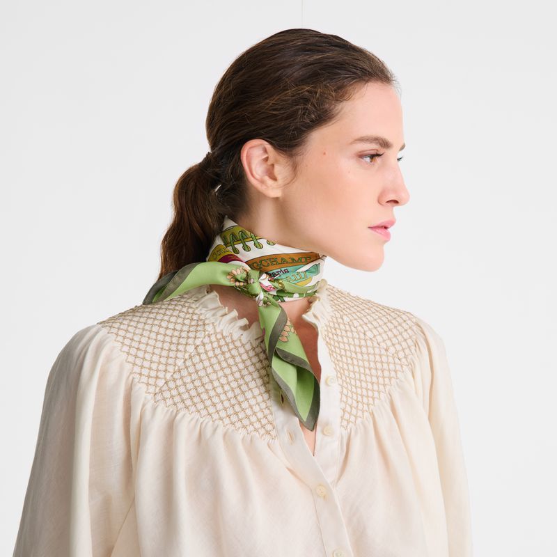 Women Longchamp In The Vegetable Garden 70 Scarf Green / Multicolor | Thailand-369MPVQIK