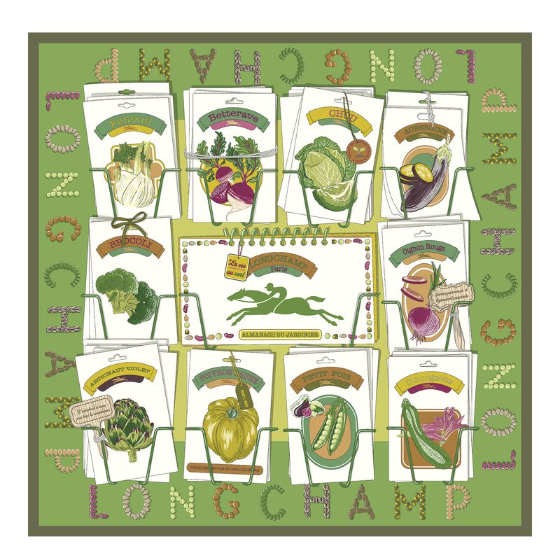 Women Longchamp In The Vegetable Garden 70 Scarf Green / Multicolor | Thailand-369MPVQIK