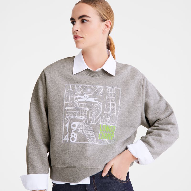 Women Longchamp Jersey Sweatshirt Grey | Thailand-762WAEKIY