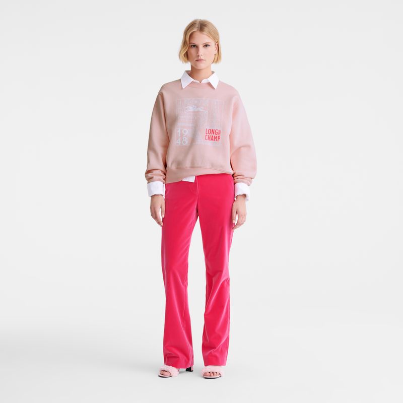 Women Longchamp Jersey Sweatshirt Rose | Thailand-463TGSDKE