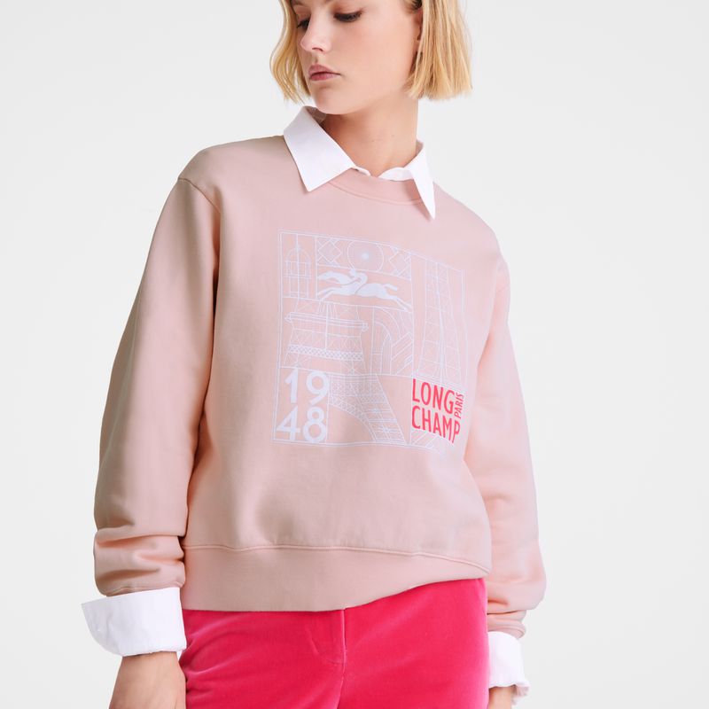 Women Longchamp Jersey Sweatshirt Rose | Thailand-463TGSDKE