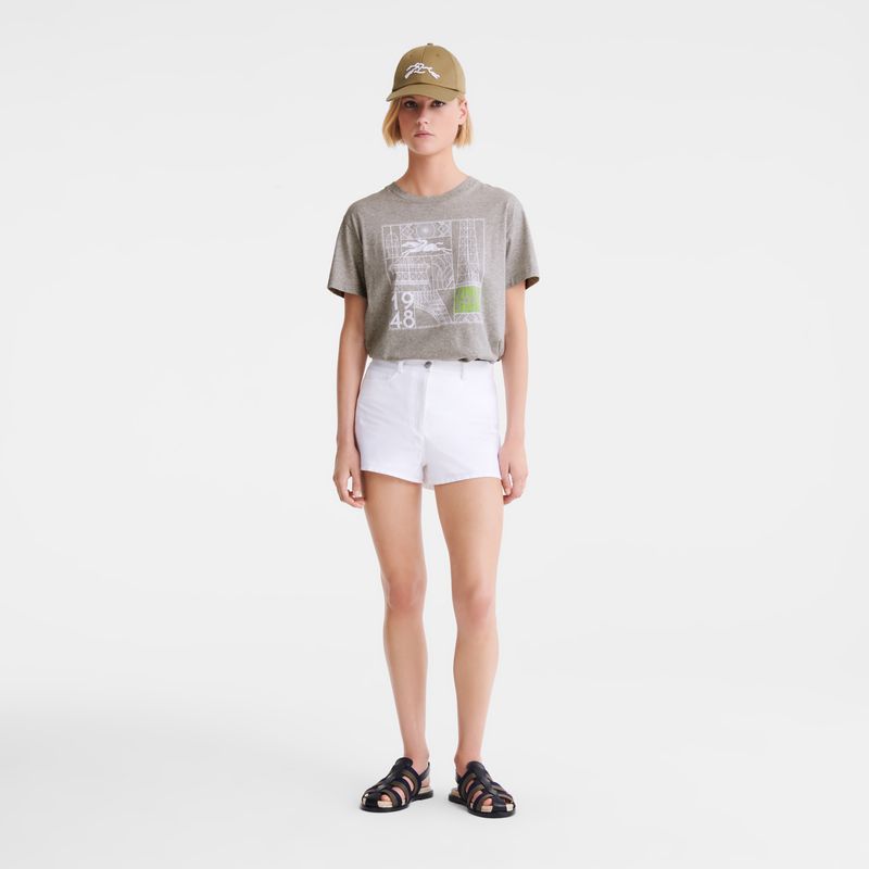 Women Longchamp Jersey T-shirt Grey | Thailand-463GAUWJF
