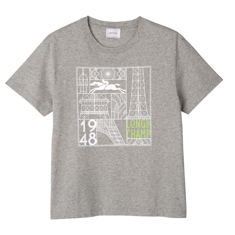 Women Longchamp Jersey T-shirt Grey | Thailand-463GAUWJF