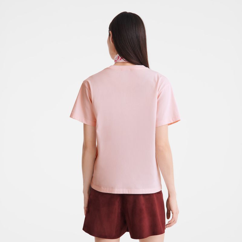 Women Longchamp Jersey T-shirt Rose | Thailand-354WKUNOX