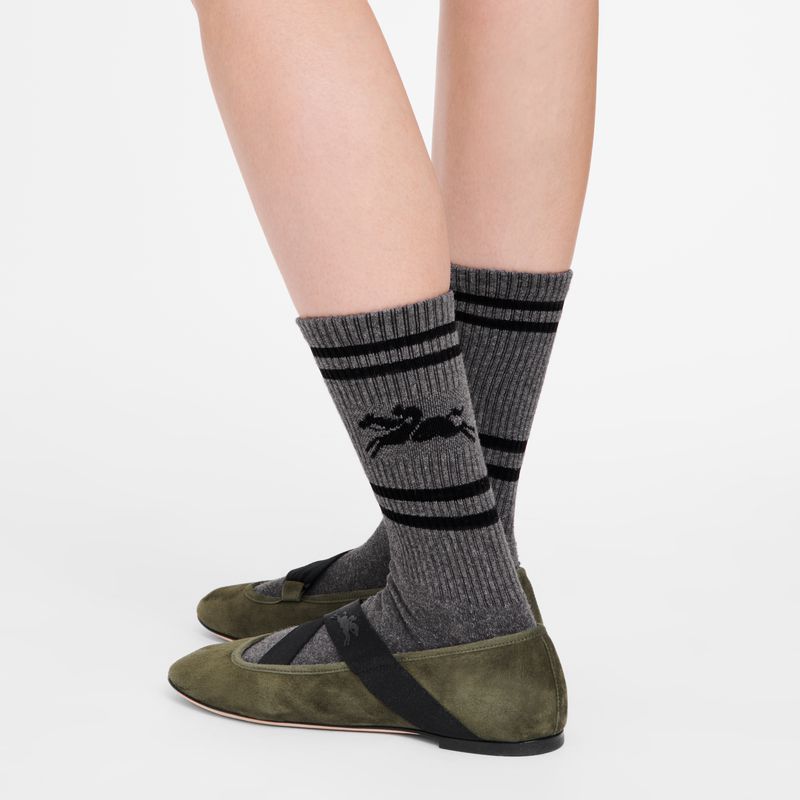 Women Longchamp Knit Socks Dark Grey | Thailand-364KEBICV