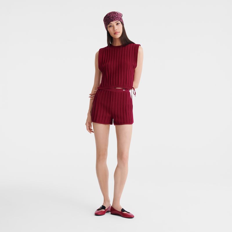 Women Longchamp Knit Top Dark Red | Thailand-601JSNEYA