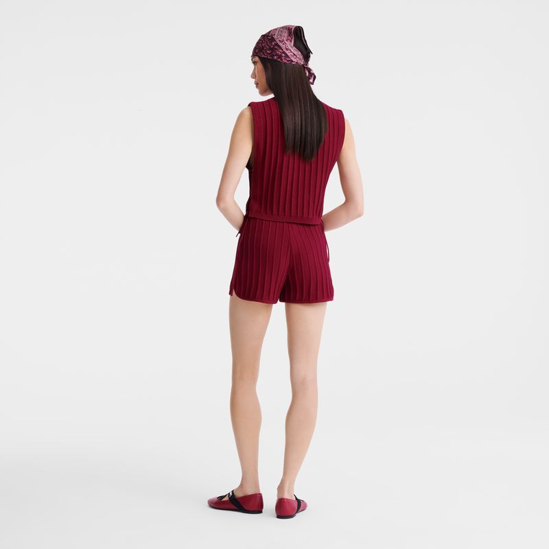 Women Longchamp Knit Top Dark Red | Thailand-601JSNEYA
