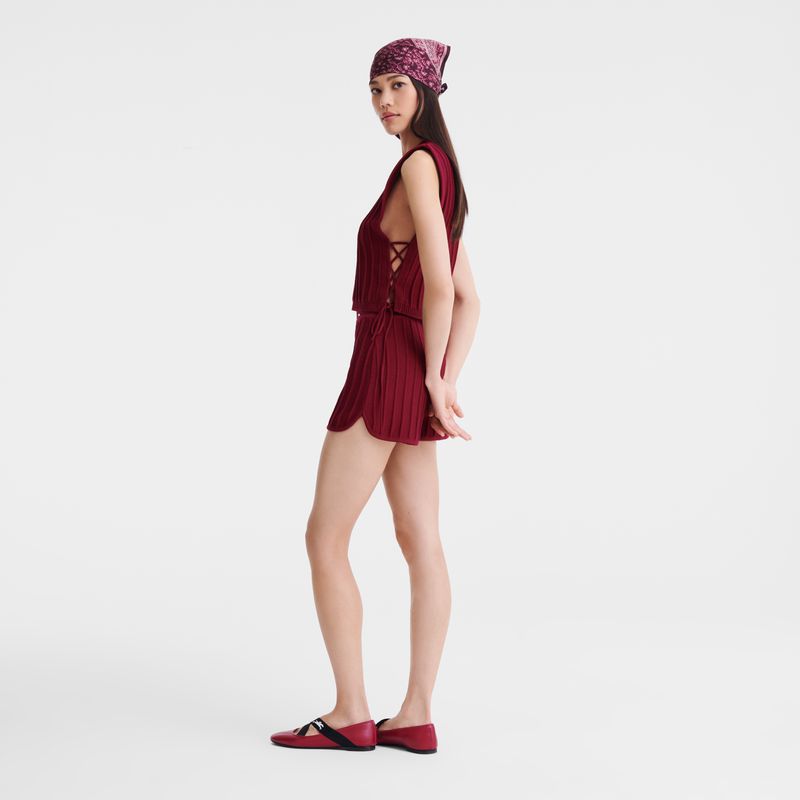 Women Longchamp Knit Top Dark Red | Thailand-601JSNEYA