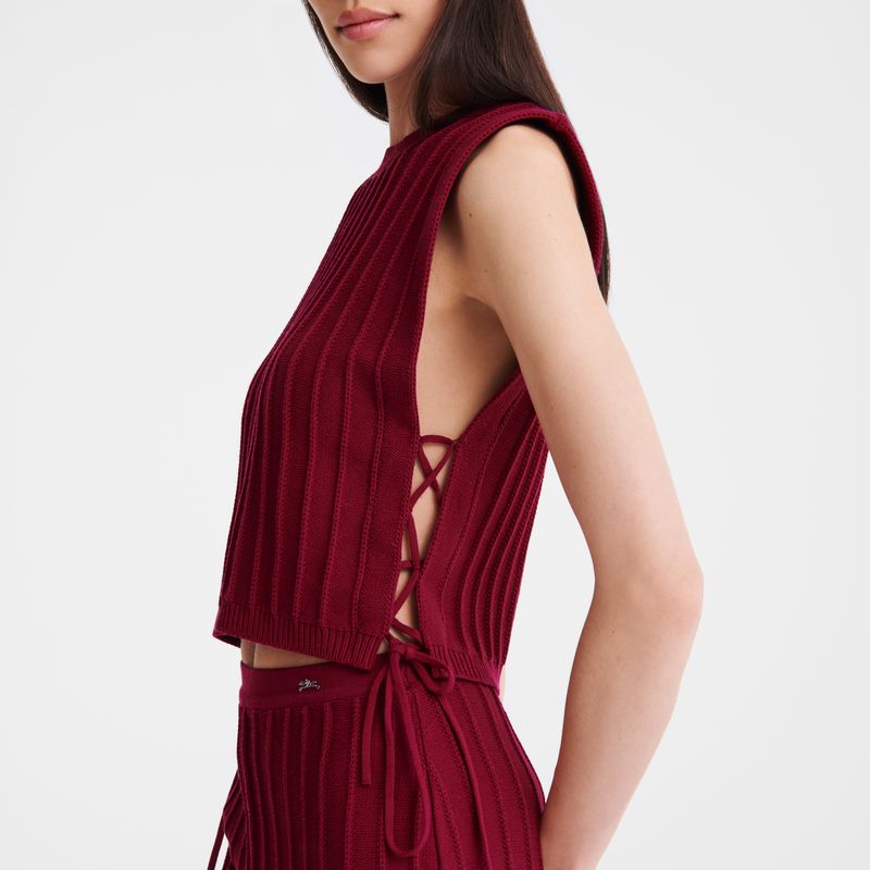 Women Longchamp Knit Top Dark Red | Thailand-601JSNEYA