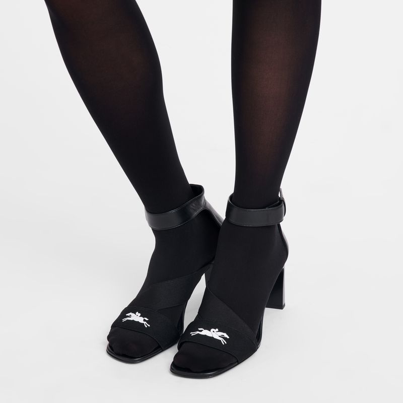 Women Longchamp La Baronne Heeled Sandals Black | Thailand-623HCDTWZ