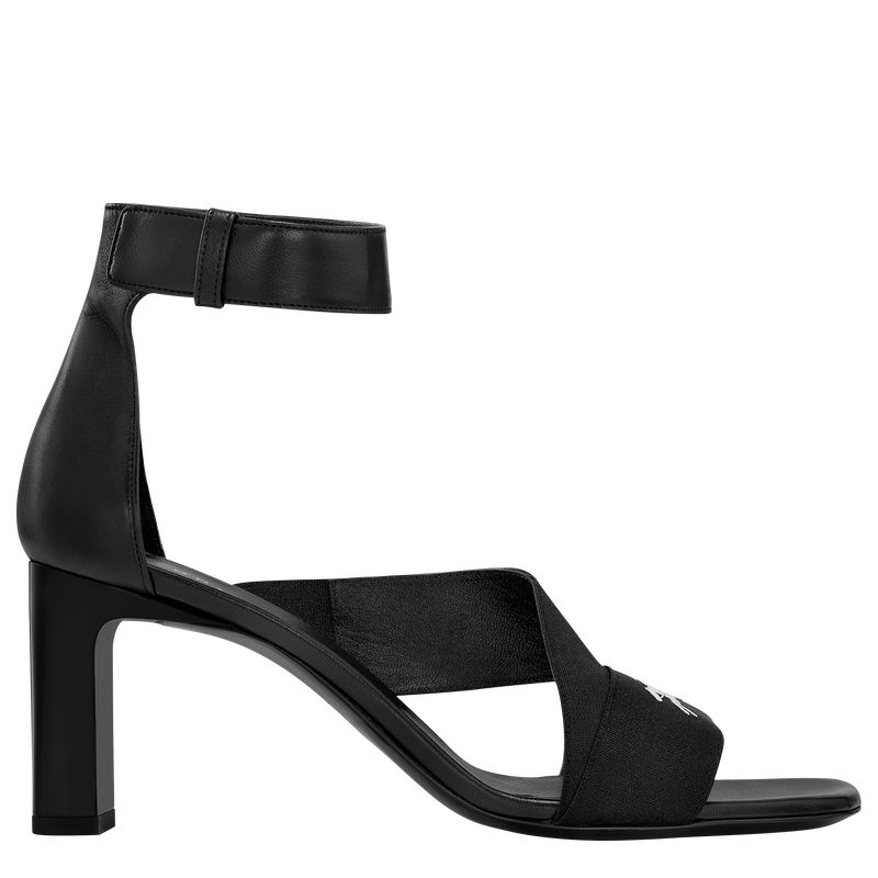 Women Longchamp La Baronne Heeled Sandals Black | Thailand-623HCDTWZ