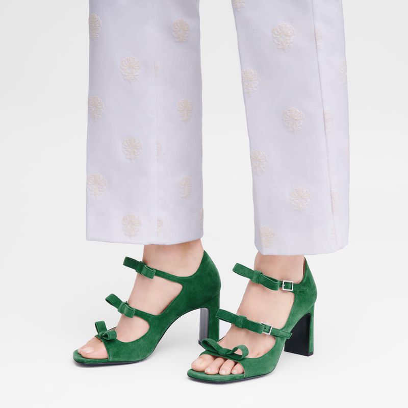 Women Longchamp La Baronne Sandals Green | Thailand-194NYRIVD