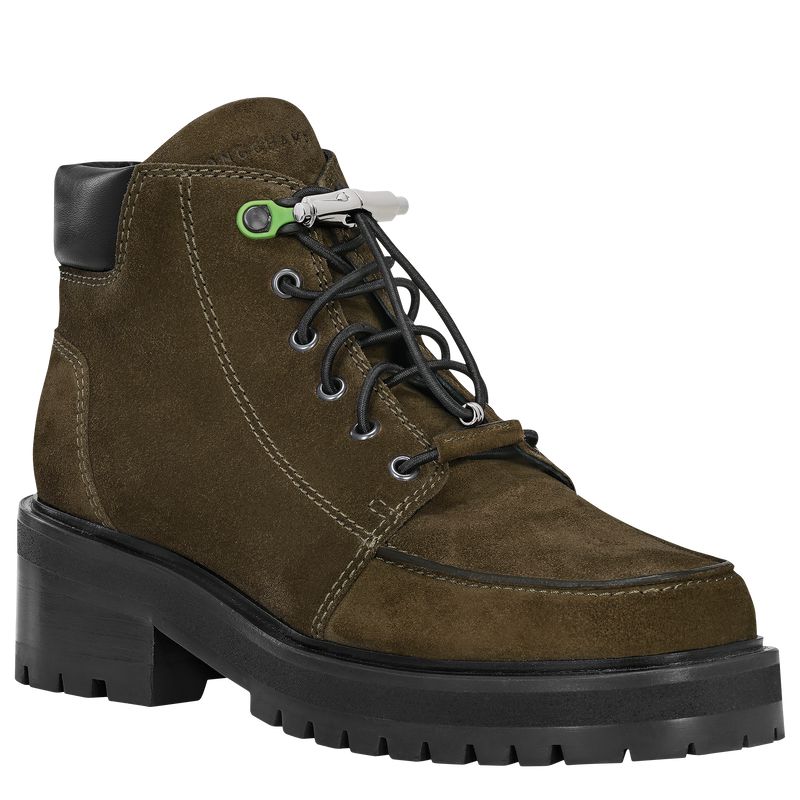 Women Longchamp La Baroudeuse Low Boots Olive | Thailand-387DGXHTE