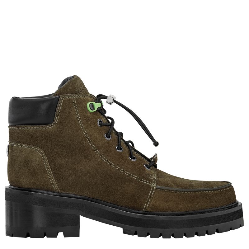 Women Longchamp La Baroudeuse Low Boots Olive | Thailand-387DGXHTE