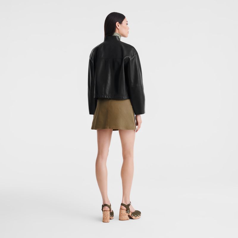 Women Longchamp Lambskin Jacket Black | Thailand-036IGOKNS