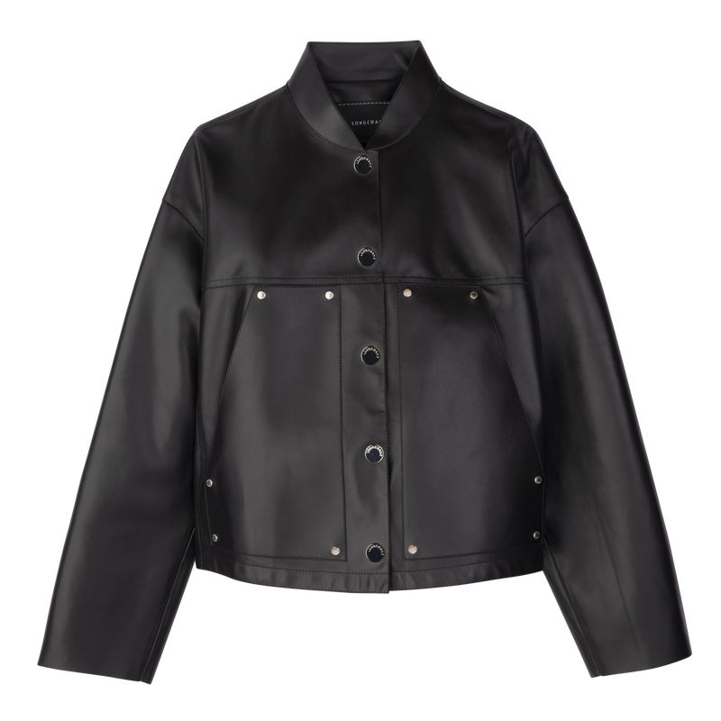 Women Longchamp Lambskin Jacket Black | Thailand-036IGOKNS
