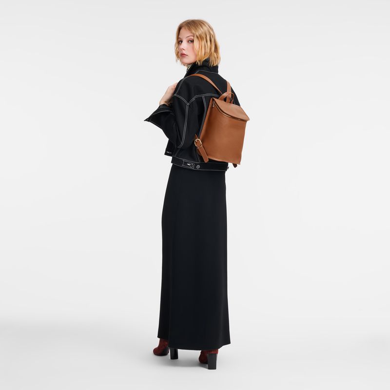 Women Longchamp Le Foulonné Backpack Brown | Thailand-104QKBLJY