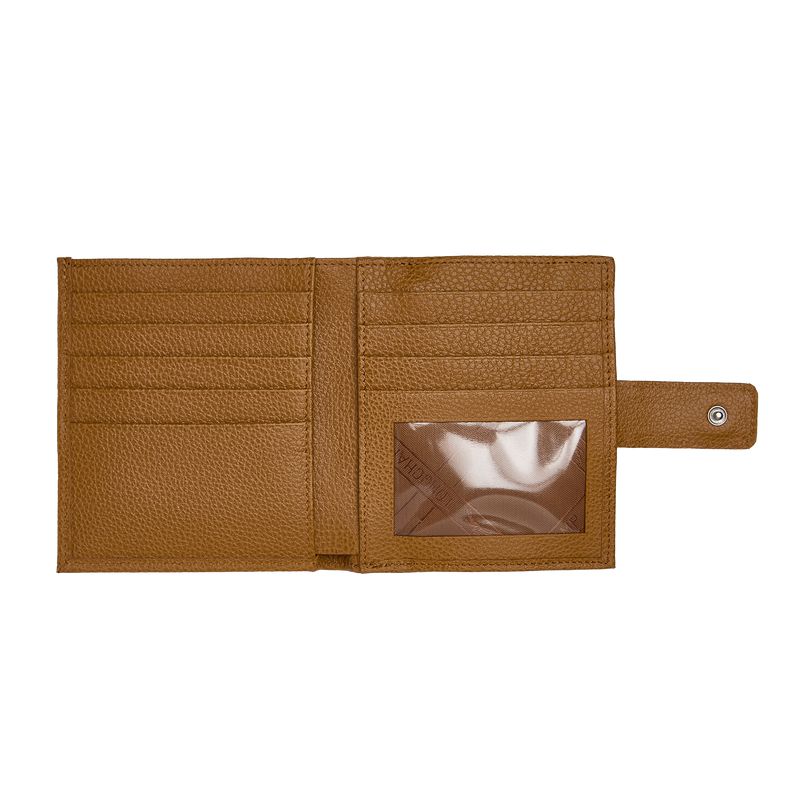 Women Longchamp Le Foulonné Compact Wallet Brown | Thailand-635DKHGRX