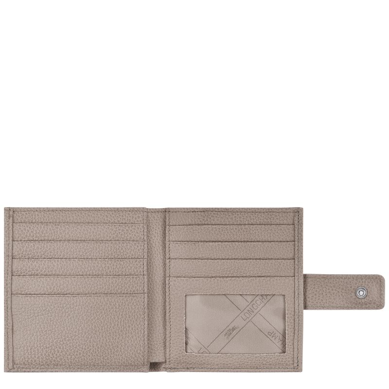 Women Longchamp Le Foulonné Compact Wallet Grey | Thailand-358JCULGR