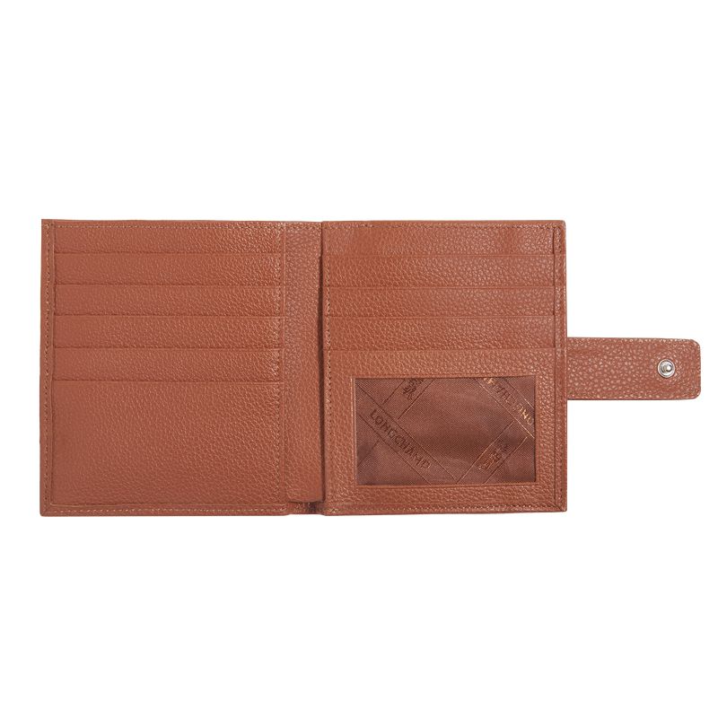 Women Longchamp Le Foulonné Compact Wallet Brown | Thailand-215XOFHWB