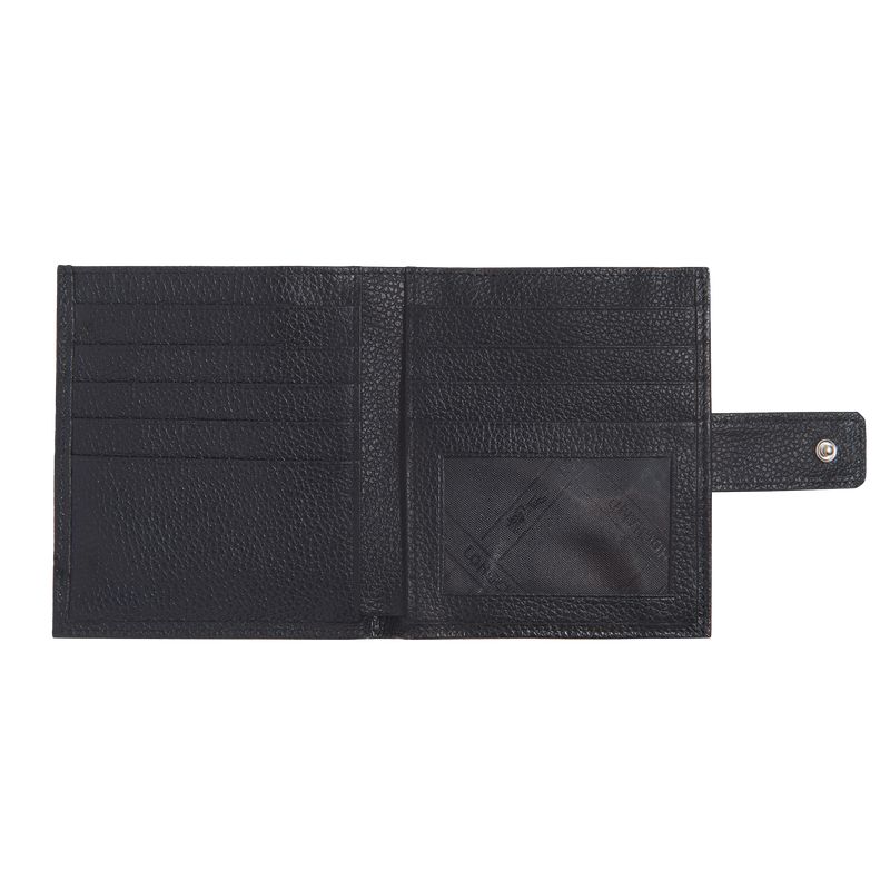 Women Longchamp Le Foulonné Compact Wallet Black | Thailand-198YDLKPZ