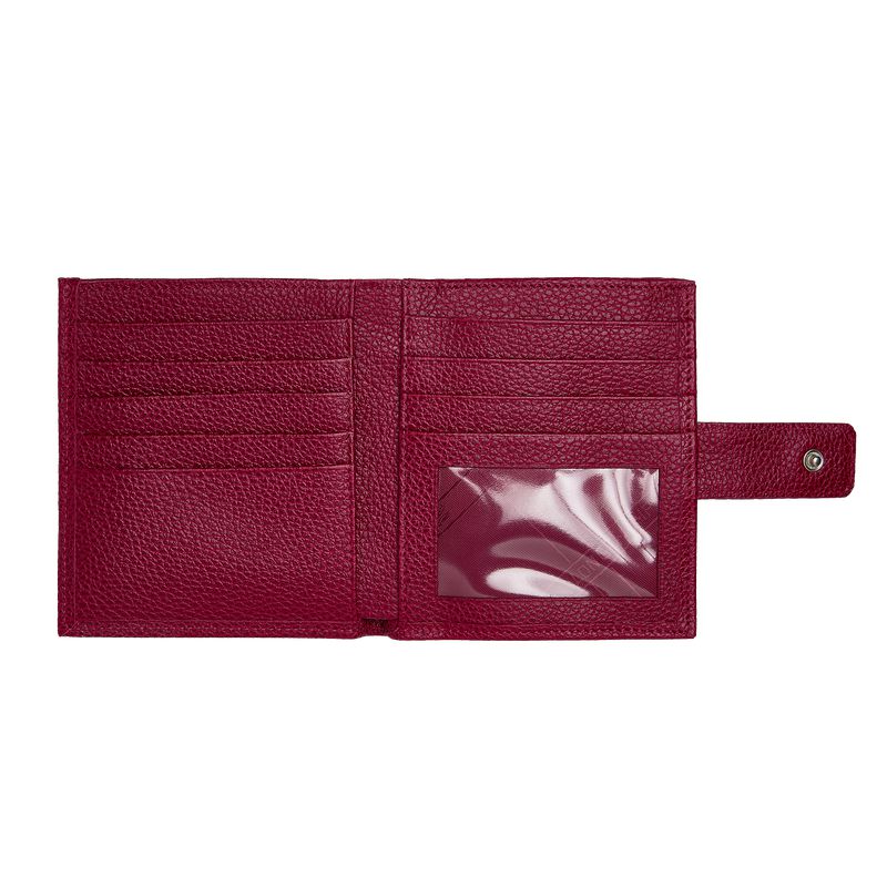 Women Longchamp Le Foulonné Compact Wallet Dark Pink | Thailand-871FRLSVY