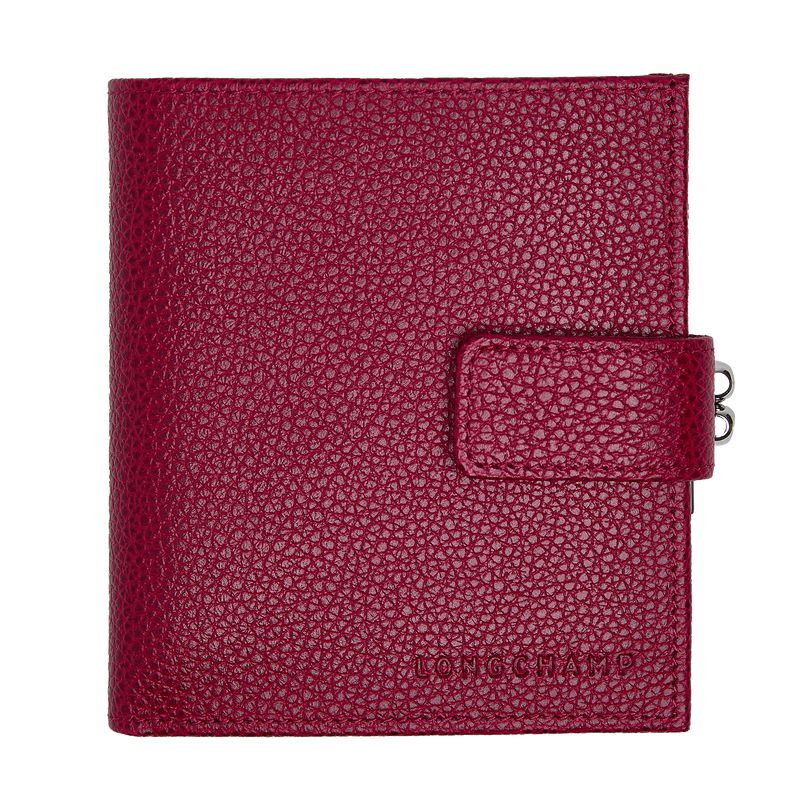 Women Longchamp Le Foulonné Compact Wallet Dark Pink | Thailand-871FRLSVY