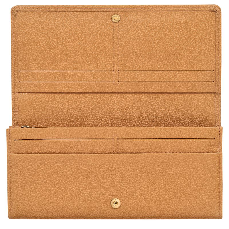 Women Longchamp Le Foulonné Continental Wallet Brown | Thailand-832TUHXGD