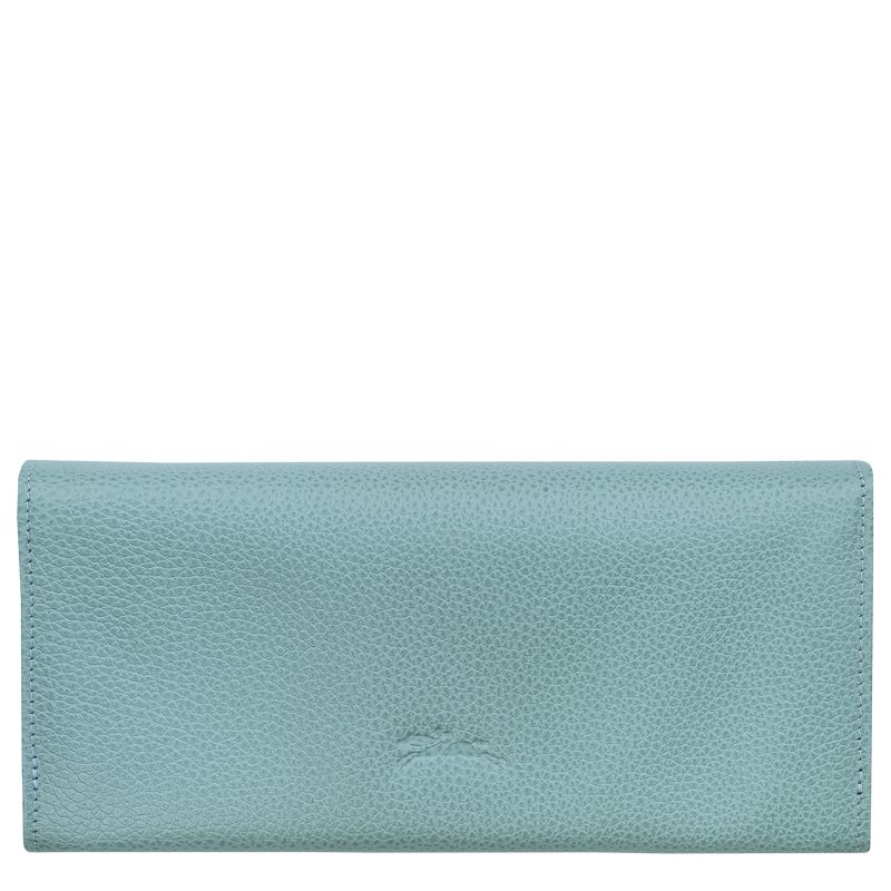 Women Longchamp Le Foulonné Continental Wallet Blue | Thailand-973RTUYAM