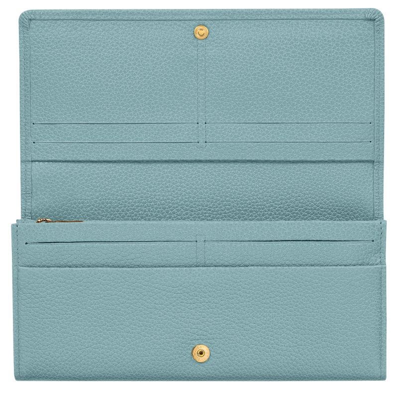 Women Longchamp Le Foulonné Continental Wallet Blue | Thailand-973RTUYAM