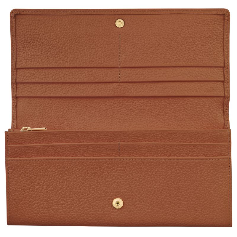 Women Longchamp Le Foulonné Continental Wallet Brown | Thailand-842OYPJAN