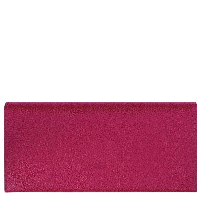 Women Longchamp Le Foulonné Continental Wallet Dark Pink | Thailand-913CKRSHF
