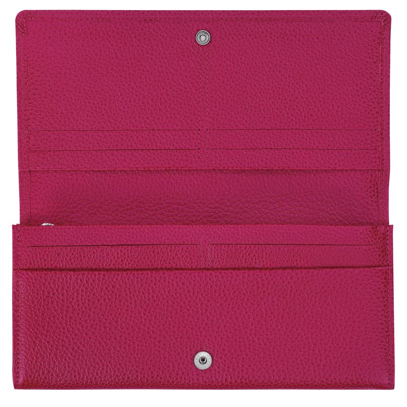 Women Longchamp Le Foulonné Continental Wallet Dark Pink | Thailand-913CKRSHF