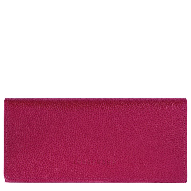 Women Longchamp Le Foulonné Continental Wallet Dark Pink | Thailand-913CKRSHF