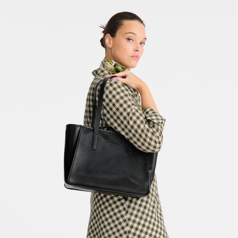Women Longchamp Le Foulonné L Tote Bag Black | Thailand-513OUDRBX