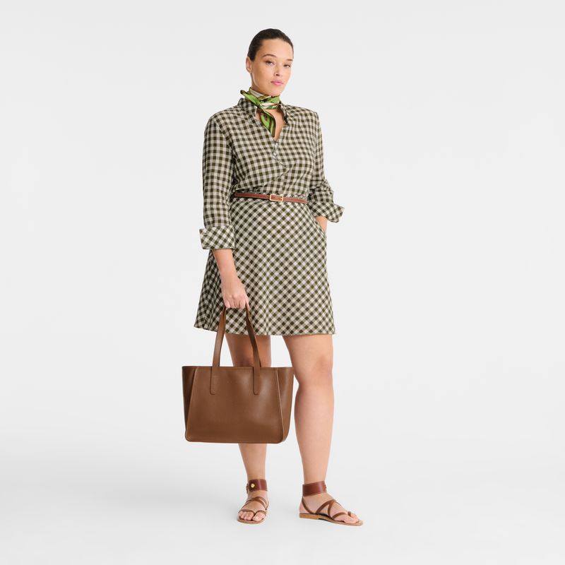 Women Longchamp Le Foulonné L Tote Bag Brown | Thailand-563YEGUDO
