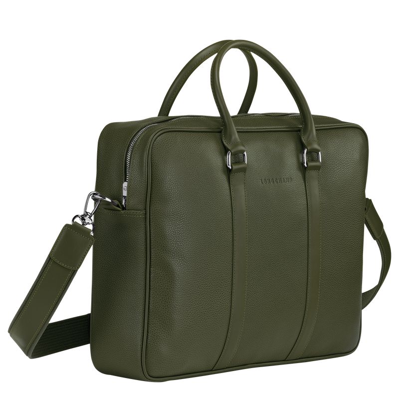 Women Longchamp Le Foulonné M Briefcase Khaki | Thailand-329PJMCGU