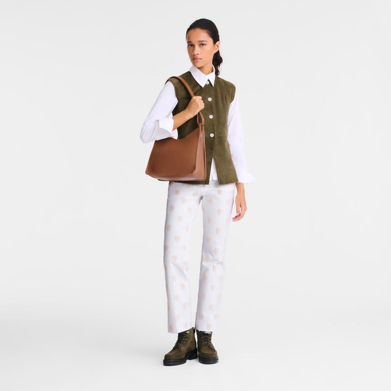 Women Longchamp Le Foulonné M Hobo Bag Brown | Thailand-763BMCNHX
