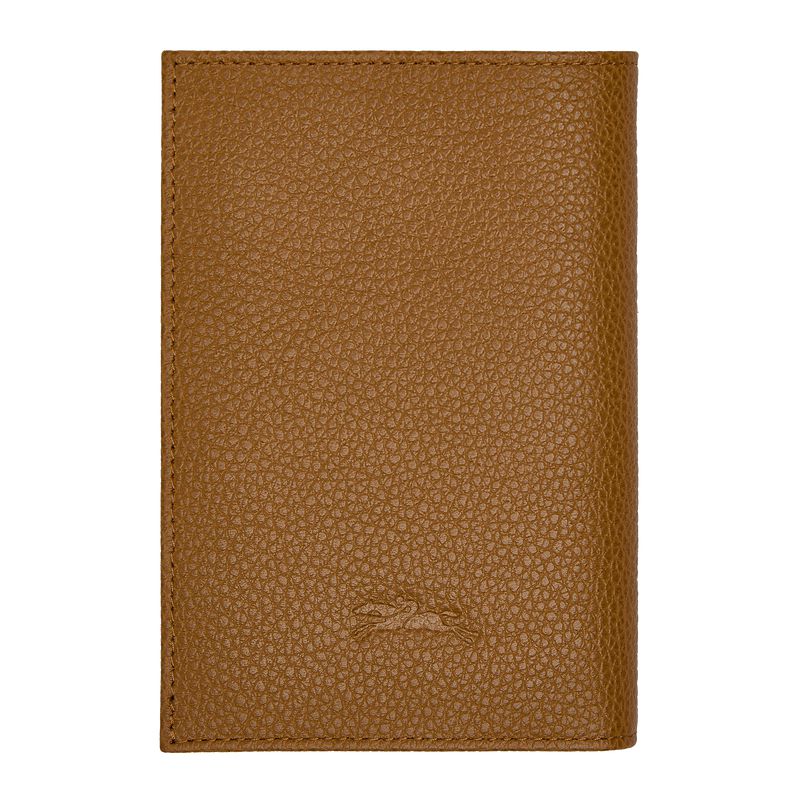 Women Longchamp Le Foulonné Passport Holder Brown | Thailand-568EIOTKF