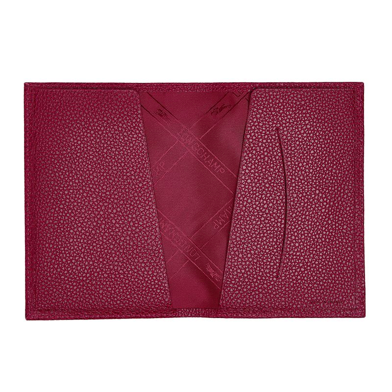 Women Longchamp Le Foulonné Passport Holder Dark Pink | Thailand-590EROHZF